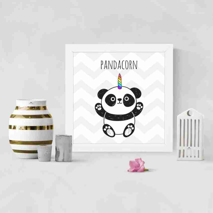 Panda - Cartoon White Framed Wall Hanging Art Print for Office , Home,  Reading Room Décor ( 8x8 ) Inch Paper Print - Animation & Cartoons posters  in India - Buy art