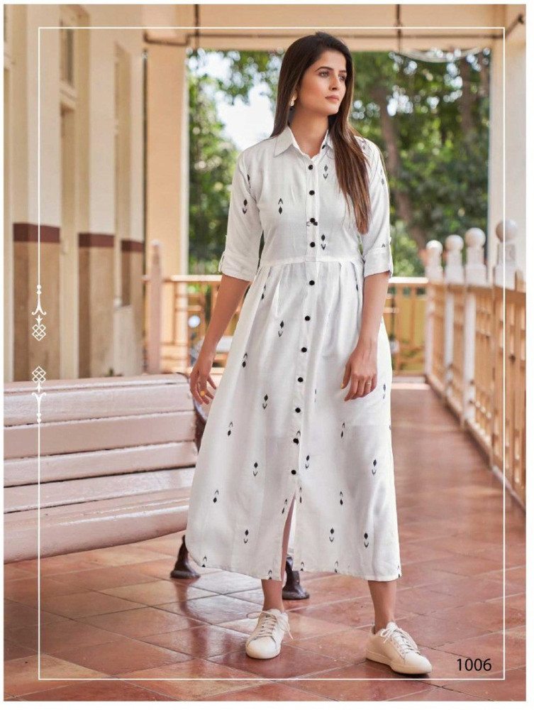 White colour top ki dress