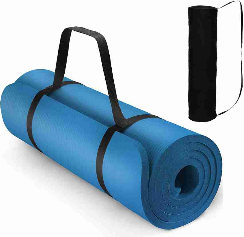 Buy Strauss Extra Thick Yoga Mat with Carrying Strap, 13 mm (Blue) online