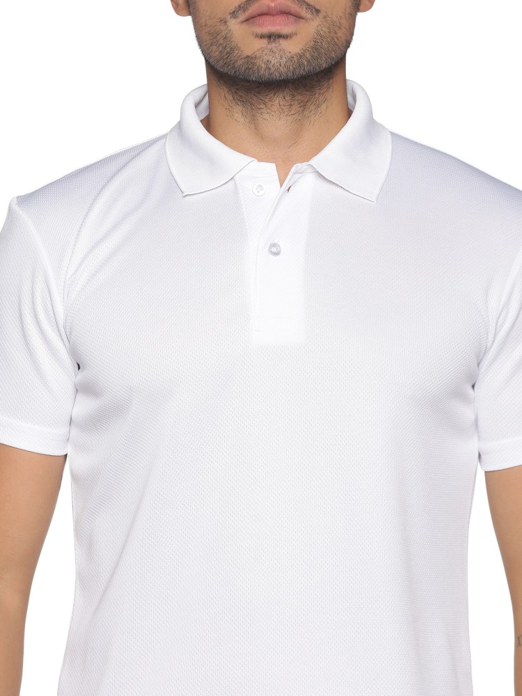 DB Solid Men Polo Neck White T-Shirt - Buy DB Solid Men Polo Neck