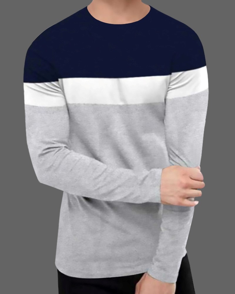 FastColors Striped Men Round Neck White, Blue T-Shirt - Buy FastColors  Striped Men Round Neck White, Blue T-Shirt Online at Best Prices in India