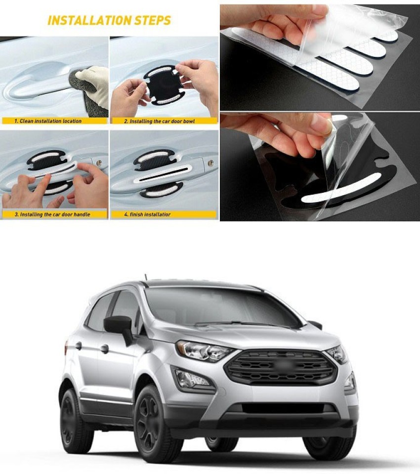 XZRTZ Car Door Handle Scratch Cover Sticker Protective Film Pad & Carbon  Fiber Striation Bowl Decal Warning Sticker Reflective Strips (8PCS Silver)  X16 Matte, Glossy, Chrome Ford Ecosport Side Garnish Price in