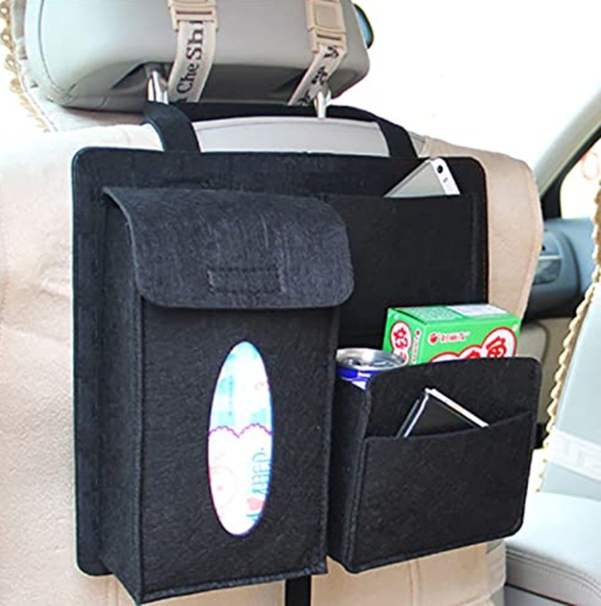 lukzer 1PC Multi-functional Car Backseat Organizer for SUVs Van Car Back  Seat Storage Hanging Bag Tissue Paper Box Multi Pocket Holder (Black/29 x  32 x 8.5 cm) Car Storage Bag & Bin
