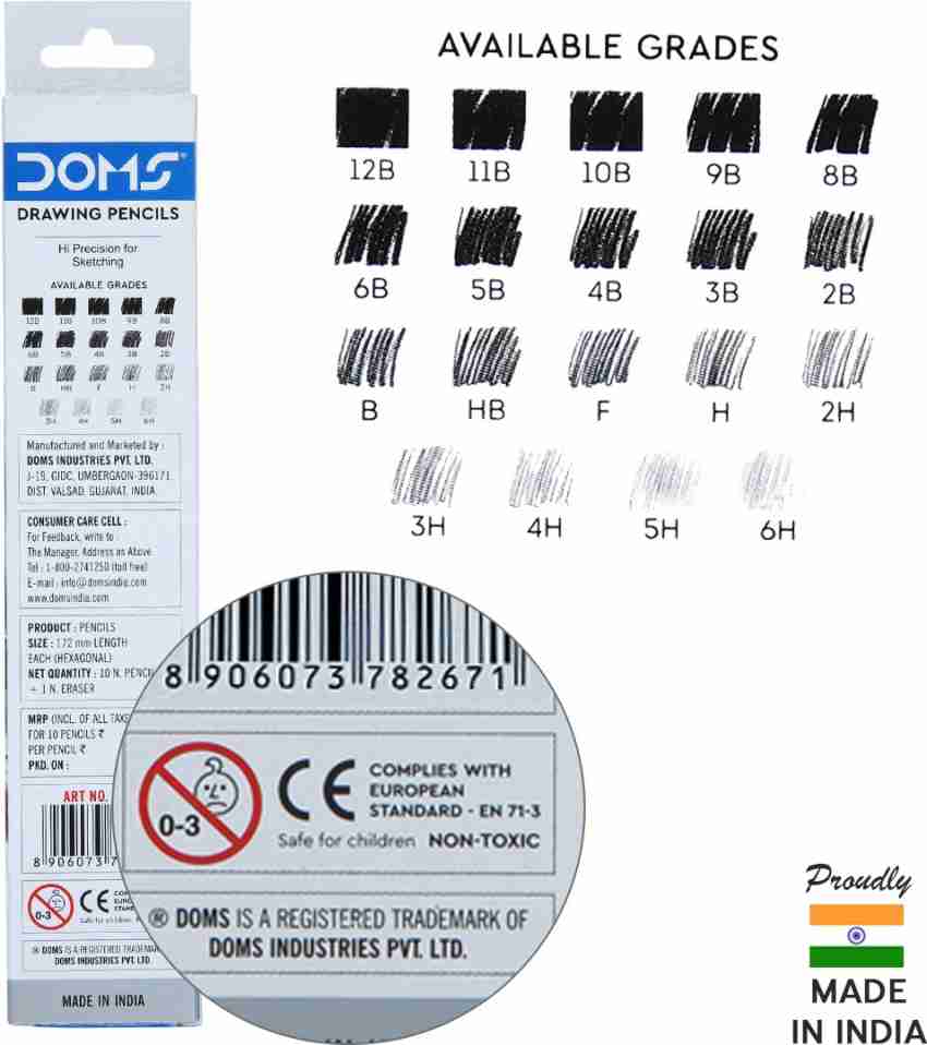 DOMS Drawing & Sketching 2H Pencil Price in India - Buy DOMS Drawing &  Sketching 2H Pencil online at