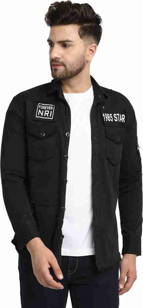 White shirt black denim jacket on sale