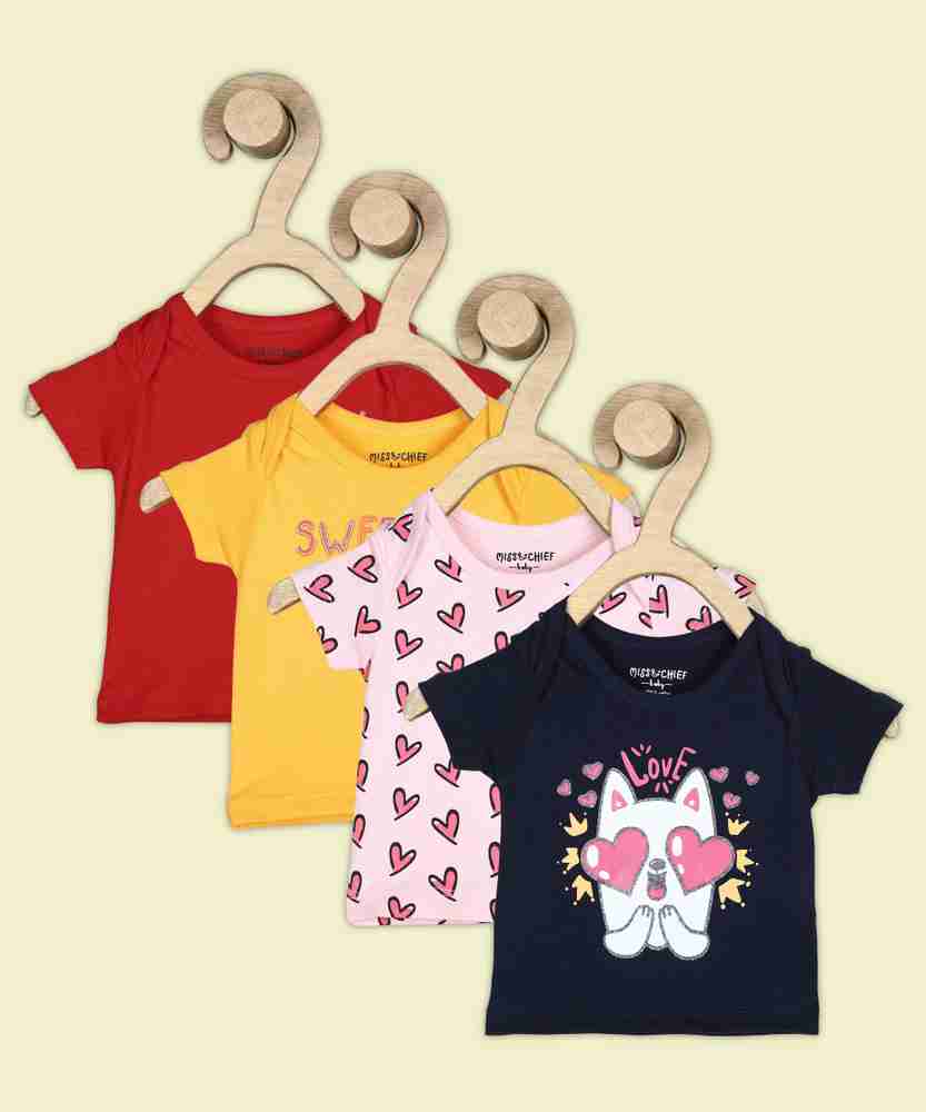 Miss Chief Baby Baby Girls Printed Pure Cotton Regular T Shirt