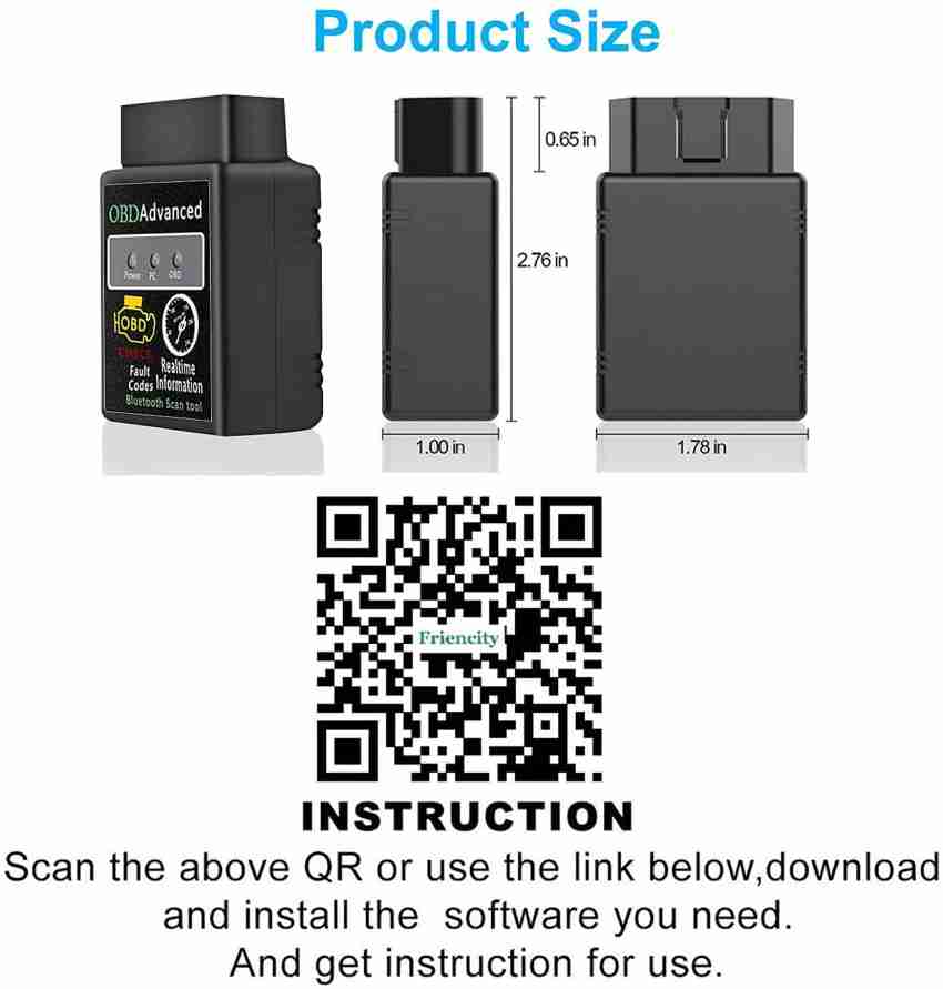 Friencity WiFi OBD2 Scanner for Car, Code Reader & Diagnostic Tool for iOS  & Android and Windows, OBDII Scan Tool for Read & Clear Car Check Engine