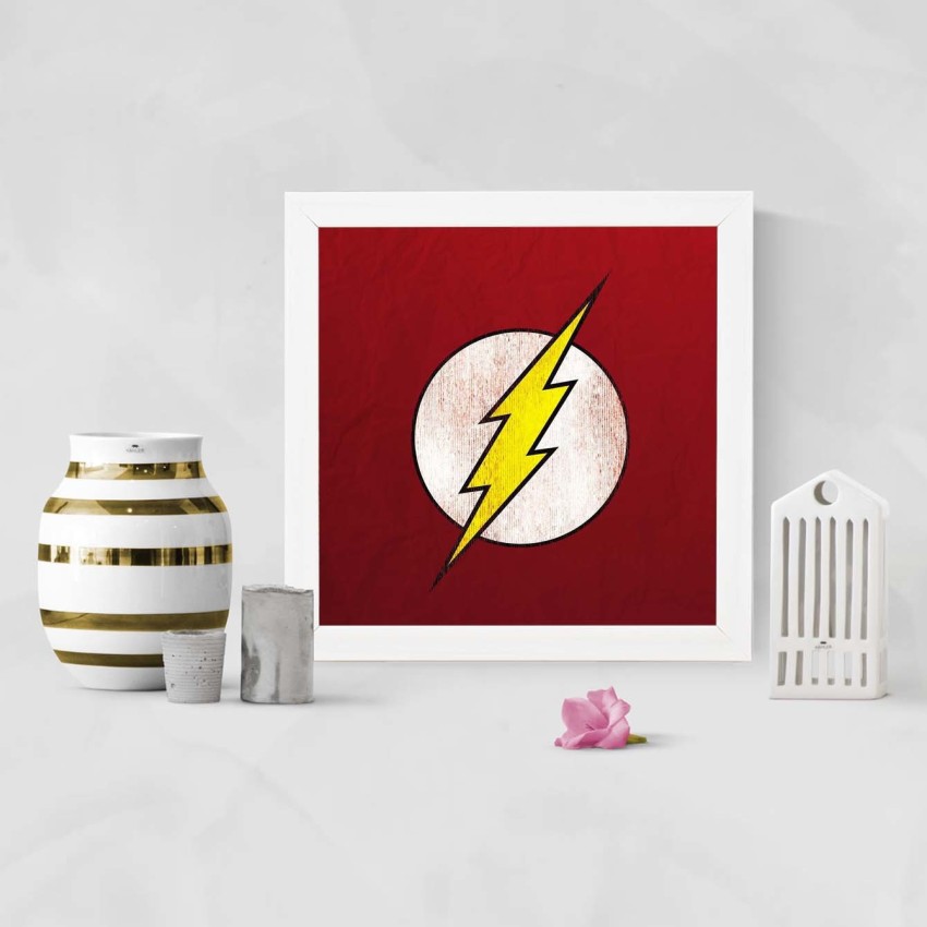 Flash Symbol - Super Hero's White Framed Wall Hanging Art Print for Office  , Home, Reading Room Décor ( 8x8 ) Inch Paper Print - Comics posters in  India - Buy art