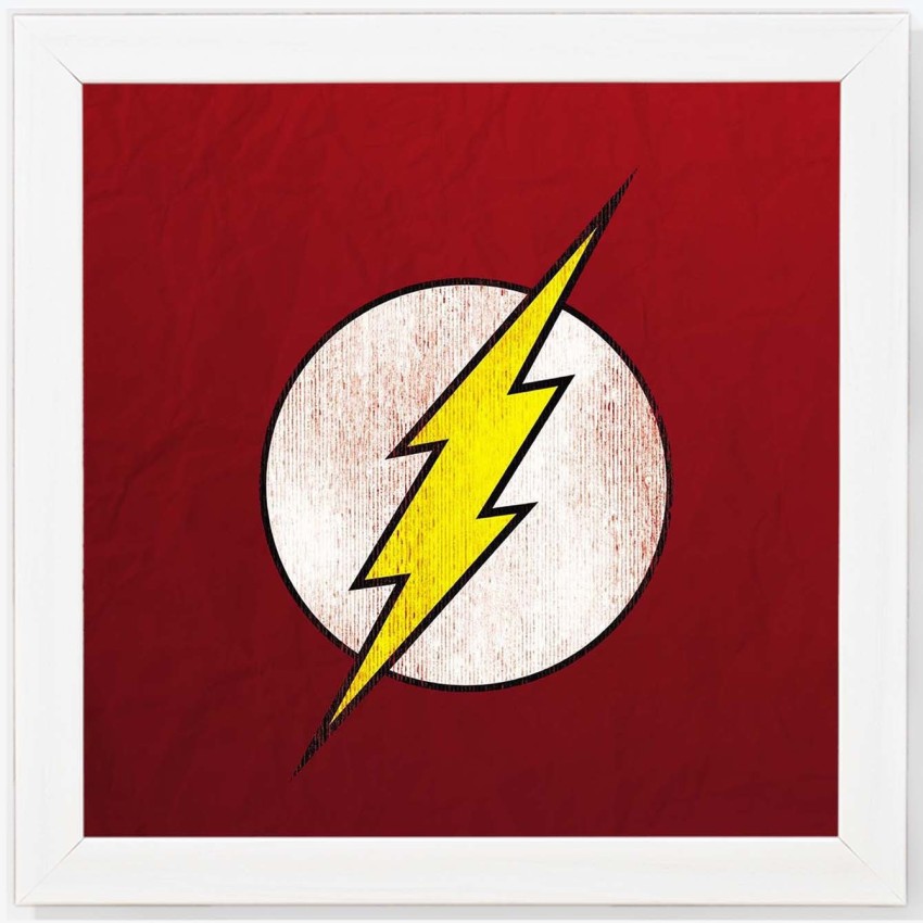 Flash Symbol - Super Hero's White Framed Wall Hanging Art Print
