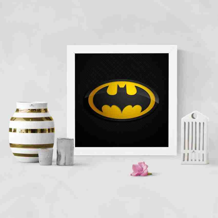 Batman Logo - Super Hero's White Framed Wall Hanging Art Print for