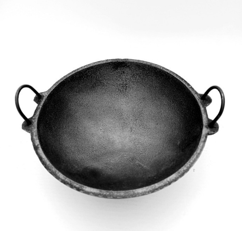 10.5 INCH INDIAN PURE IRON LOHA KADHAI DEEP FRYING PAN KADHAI FOR FRYING,  COOKING