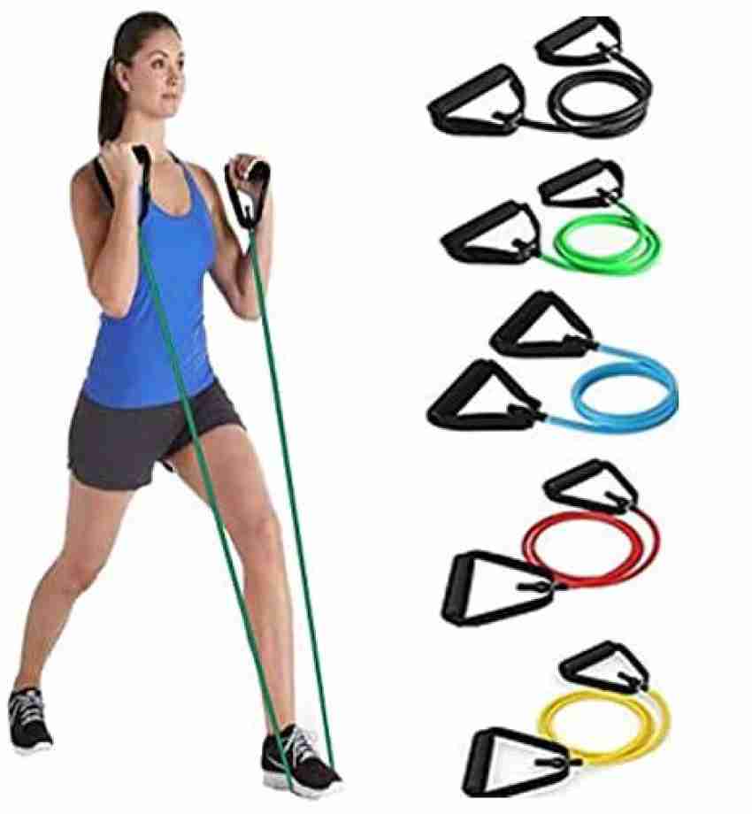 Single Toning Resistance Tube Pull Rope Exercise Band for Stretching,  Workout, Home Gym and Toning with Grip D Shaped Foam Handles for Men and  Women