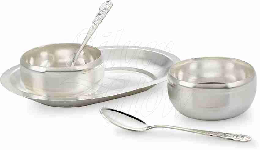 ROYAL SAPPHIRE Stainless Steel Copper Bottom Serving Bowl with Lid | Handi  With Lid | Cooking Bowl - 3 Piece Set With 3 Free Serving Spoon