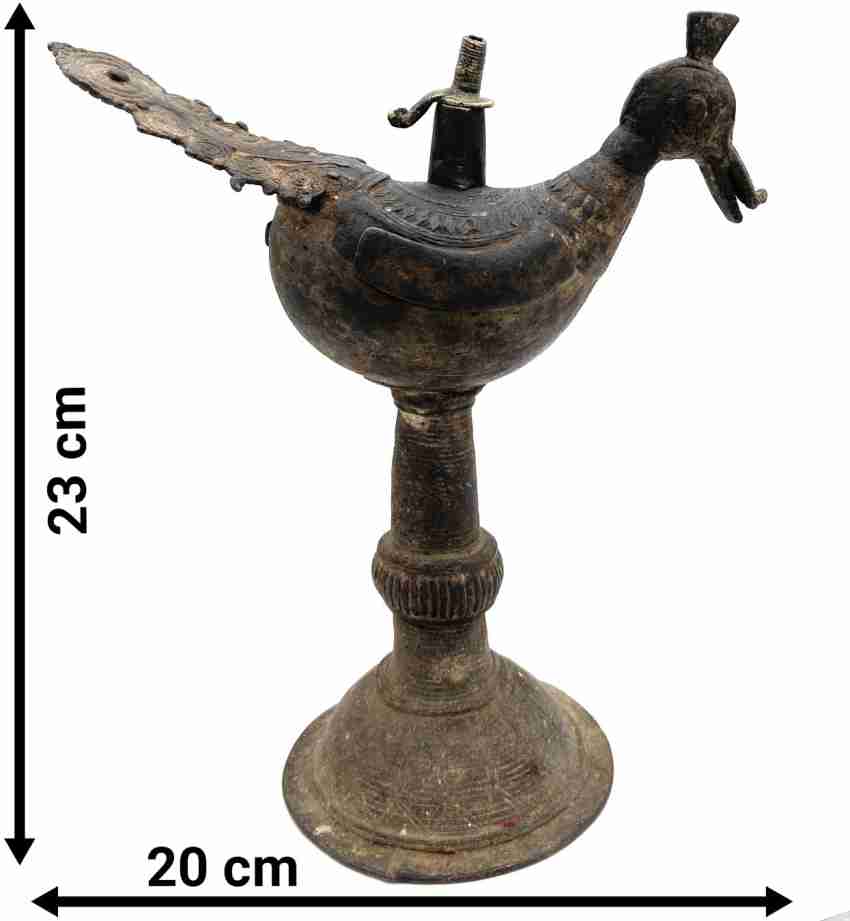 Vintage Oil Burning Engraved Brass Genie Lamp - antiques - by