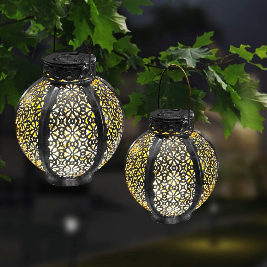 Solar Lanterns Outdoor, 2 Pack Solar Garden Lanterns Waterproof, LED  Hanging Lanterns Solar Powered with Handle, Decorative Retro Metal Solar  Lights