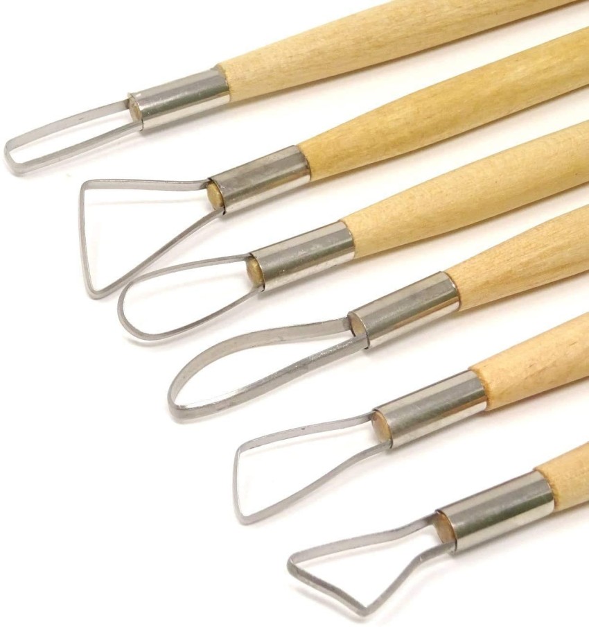 6PCS Wood Ceramic Art Clay Sculpture Carving Polymer Clay Modeling Chisel  Tools Kit Set 