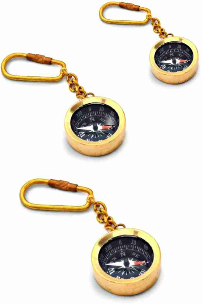 Brass compass keychain top