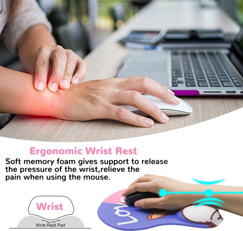 Ergonomic Mouse Mat Wrist Rest Support, Gel Mouse Pad With Non Slip Rubber  Base Memory Foam Mousepad, Mouse Wrist Rest Pad For Laptop Computer Office