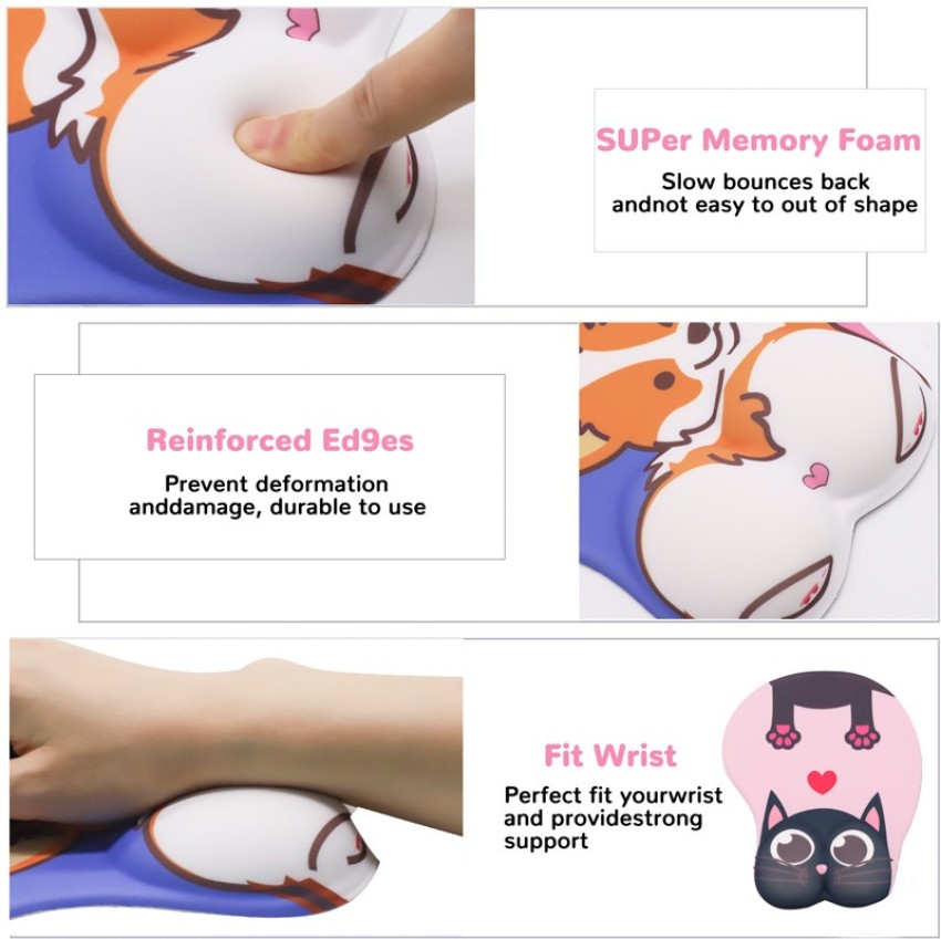 Vaorlo Thicken Anime 3d Mouse Pad With Wrist Rest Anti Slip Soft Silicone  Cute Cartoon Cow Cat Mice Mat For Gaming Pc Laptop  Mouse Pads  AliExpress