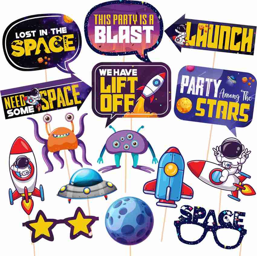 Space themed photo booth props top