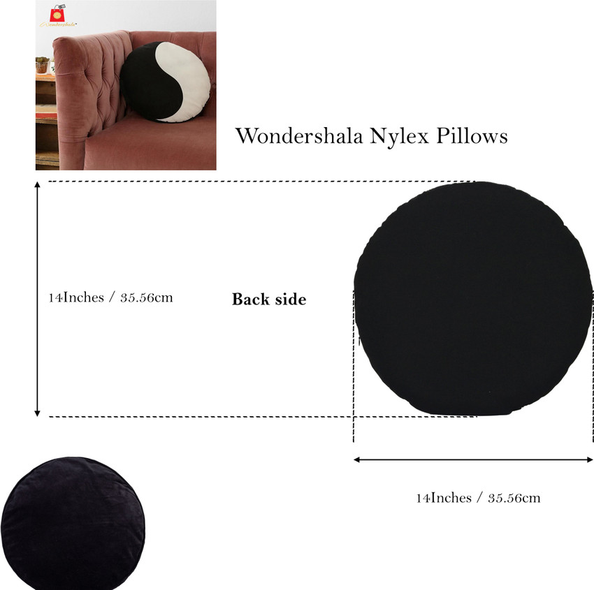Wondershala Black and White Round Shape Pillow Cushion for Sofa