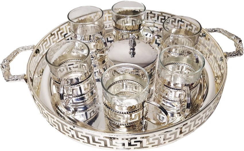 Silver cheapest tray with 5 silver cups : 156 grams stamps 833