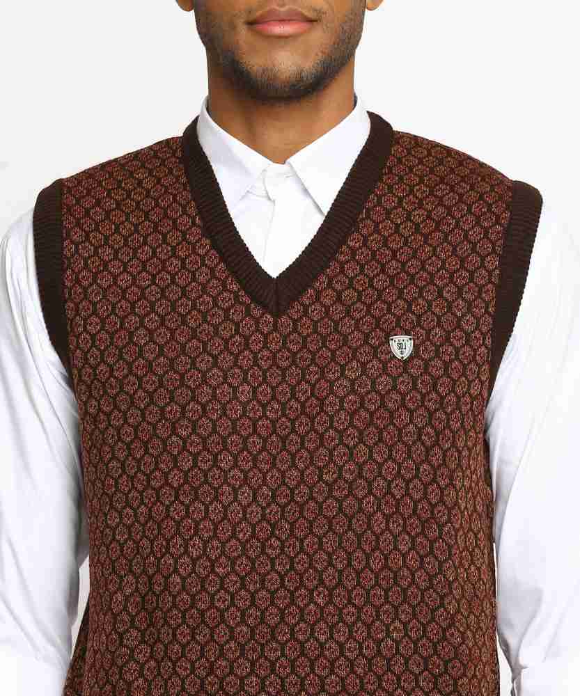 DUKE Self Design V Neck Casual Men Reversible Brown Sweater Buy