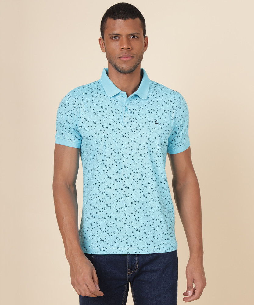 PARX Printed Men Polo Neck Blue T Shirt Buy PARX Printed Men