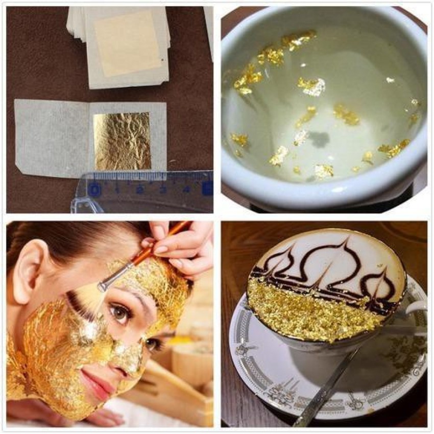24K Gold Leaf Edible Gold Foil Sheets for Cake Deco Arts Craft Paper  Painti@^C