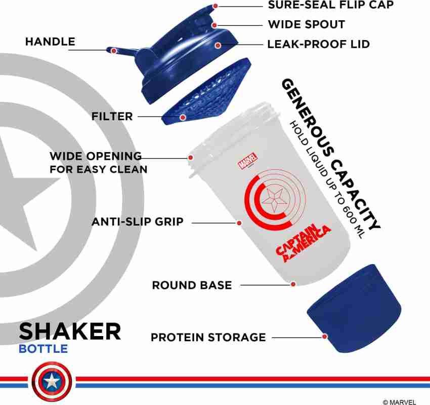Powermax Fitness MSB-6S-CA-BLUE Captain America Protein Shaker