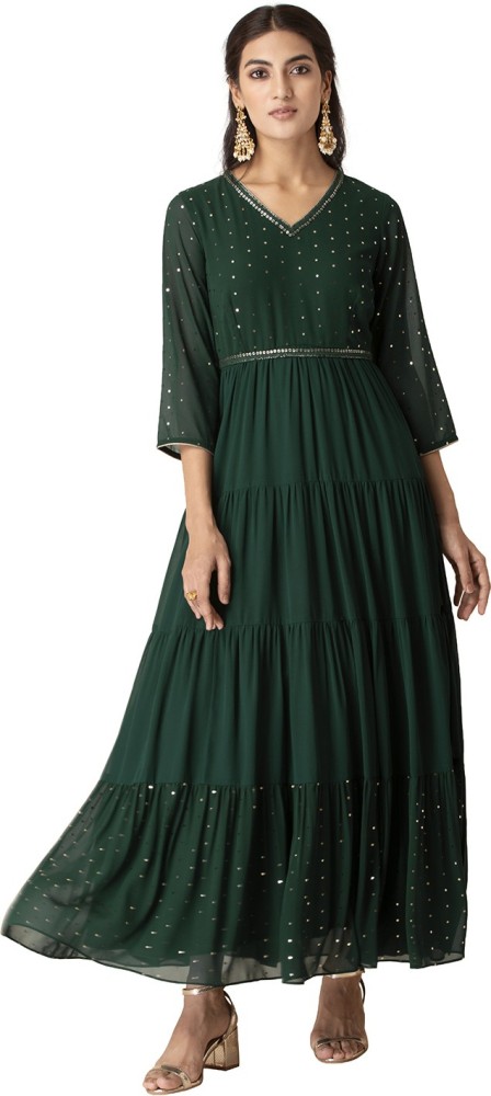 indya Women Ethnic Dress Green Dress - Buy indya Women Ethnic Dress Green  Dress Online at Best Prices in India