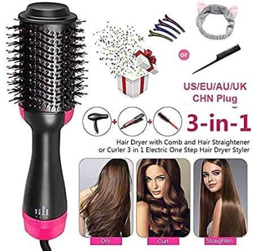 Catron Hot Air Brush One Step Hair Dryer and Volumizer Styler Professional 2 in 1 Salon Negative Ion Ceramic Electric Blow Rotating Straightener and Curly Comb with Anti Scald Black Hair Styler CA 856...