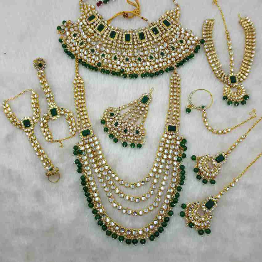 DIYA JEWELLERY Alloy Gold plated Green Jewellery Set Price in