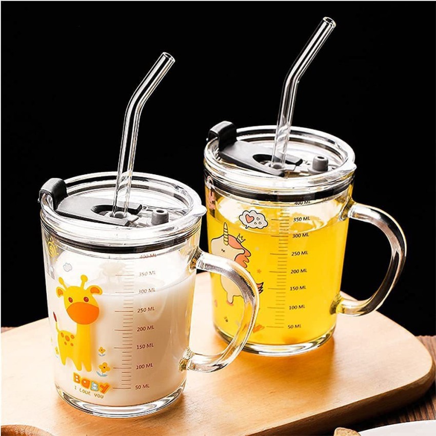 Windson store Milk for Kids Milk Cup with Straw and Handle with Lid Spill  Proof Cartoon Printed for Kids Milk Glass Sipper for Children Juice for  Adults Drinking & Cup for Kid (