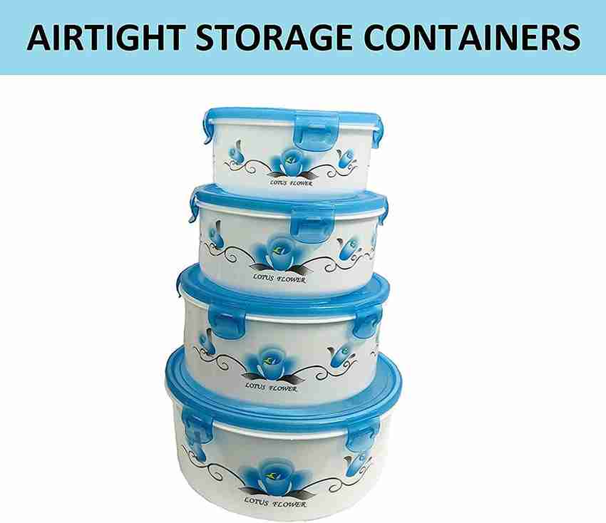 Lukzer Set of 4 Plastic Containers for Kitchen Refrigerator Air