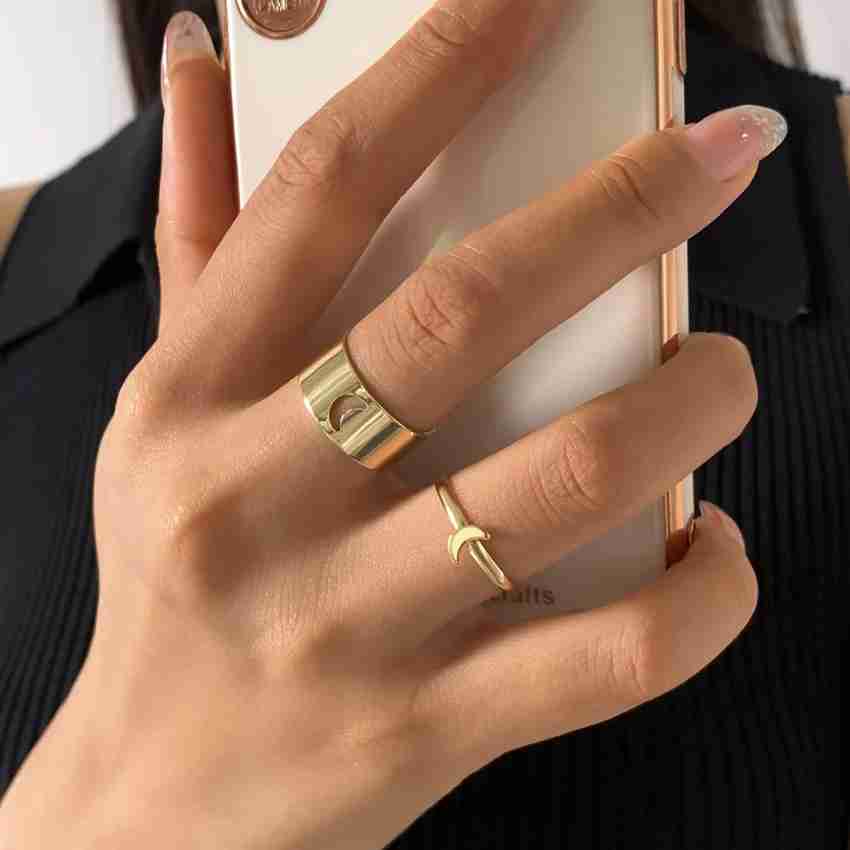 SUMANYA Half moon couple rings for husband and wife lovers gold