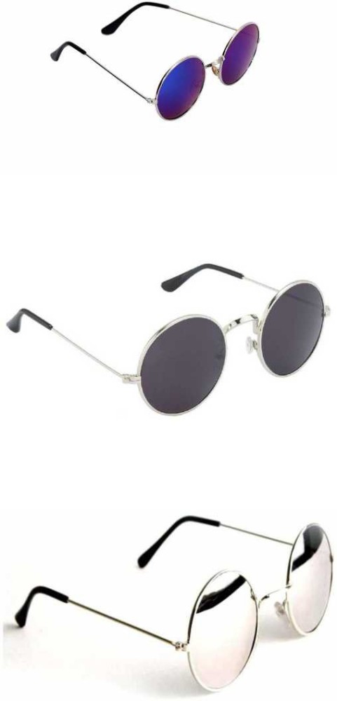 Buy neel work Round Sunglasses Blue, Black, Silver For Men & Women