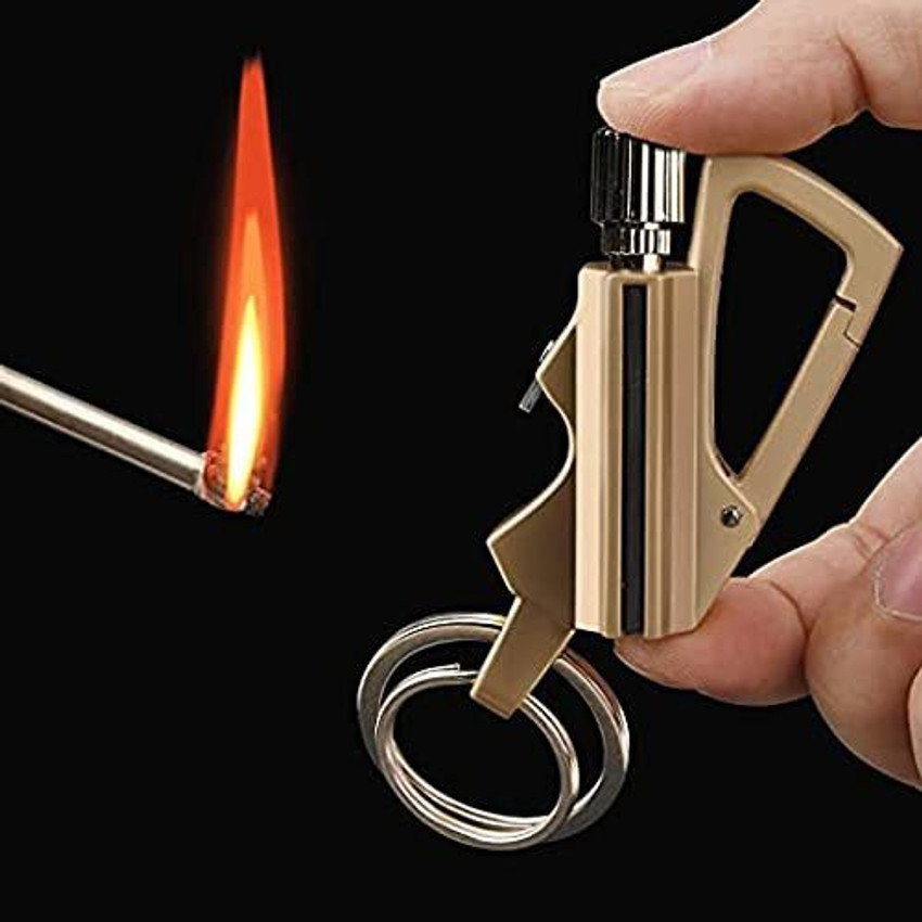 Explorer Easy to Carry Anywhere Mini Pocket Size Match Stick Spark Lighter Spark Match Stick Flint Lighter Keyring And Bottle Opener Emergency Fire Starter Magnesium Striker Match Sticks Used for