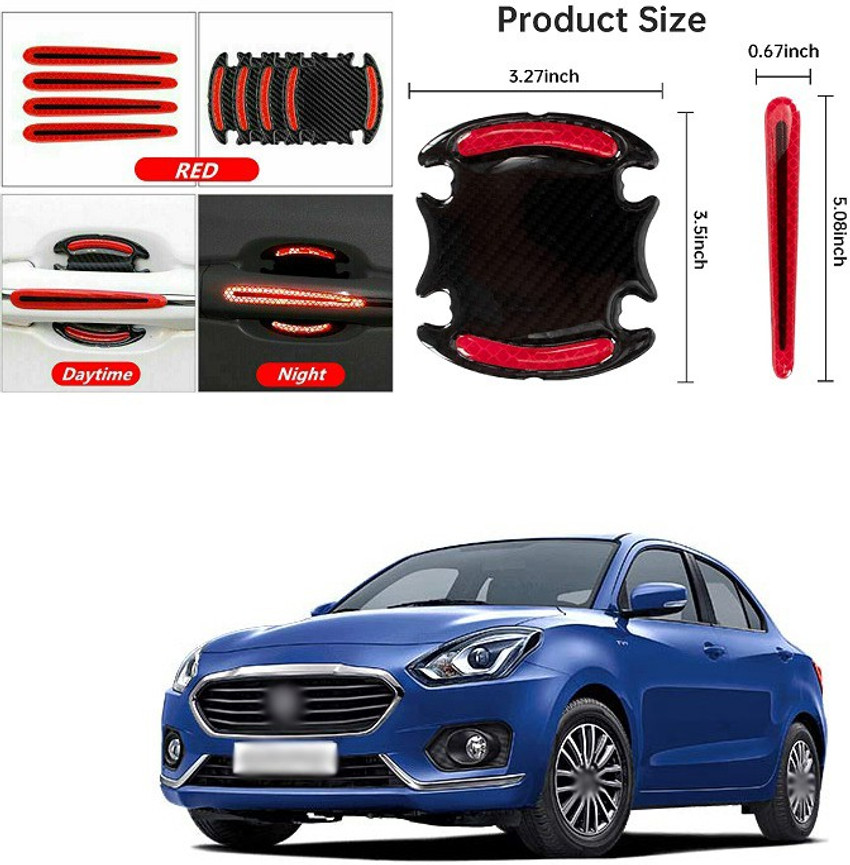 PRTEK 8pcs Universal 3D Carbon Fiber Texture car Door Handle Door