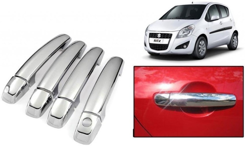 Qiisx Chrome Plated Silver Car Door Handle Cover for Maruti Ritz