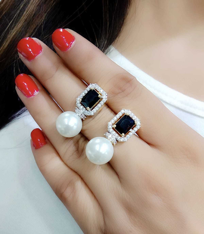NAKIT Stud Earrings For Women girls Bl black Copper Earring Set