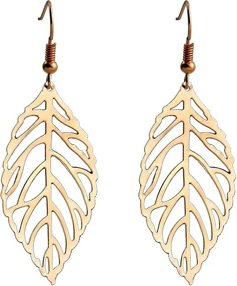 Long gold hotsell leaf earrings