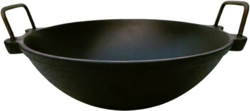 Signature Smooth Pre-Seasoned Cast Iron Kadai Wok 9.5 Inch with