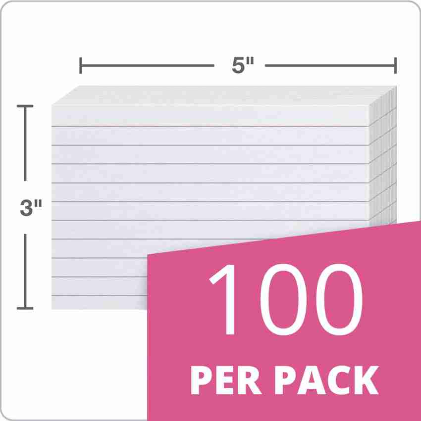 Ruled Index Cards 4 X 6 , White Color INDEX CARDS, Ruled Lined for  Learning Memory Reminder (100/Pack) | by SBD