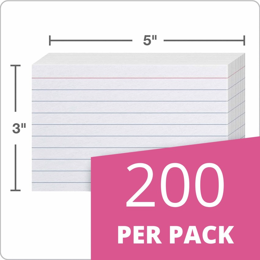 True-Ally Both side ruled Index Flash Cards - 3x5 inch, White, 200 Cards,  200 GSM - with Free Binder Rings for Short Notes, cue Cards, Cheat Sheets,  exam, Interview Preparation Sketch Pad