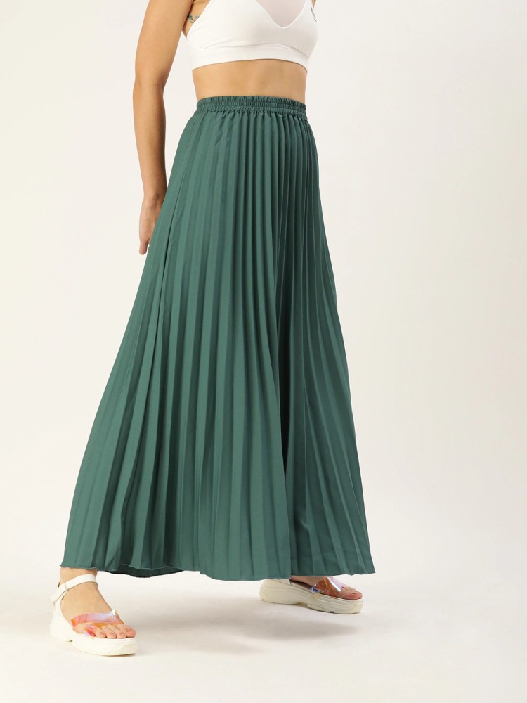 Green accordion outlet pleated skirt