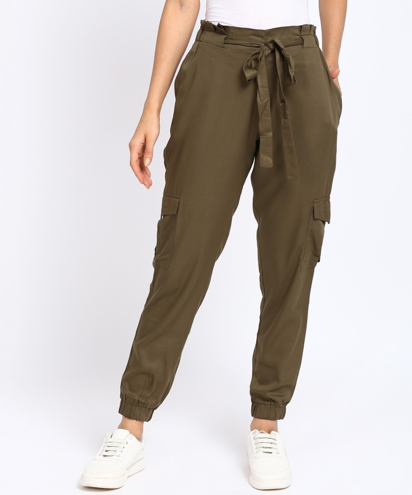 Regular Fit Women Green Trousers