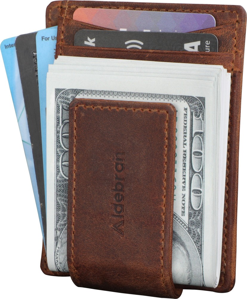 Aldebran Credit Card Holder Metal Money clip Pure Genuine Leather