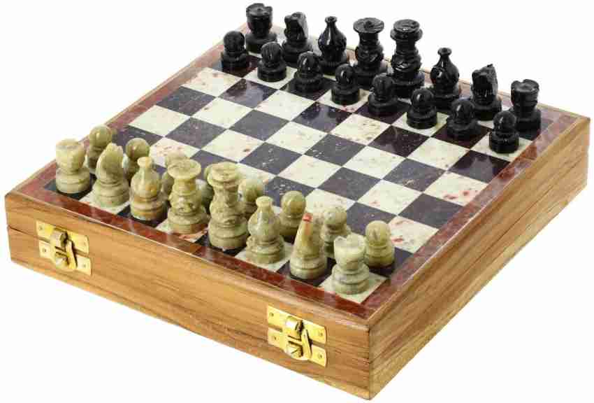 StonKraft - 10 X 10 Chess Board with Wooden Base & Stone Inlaid