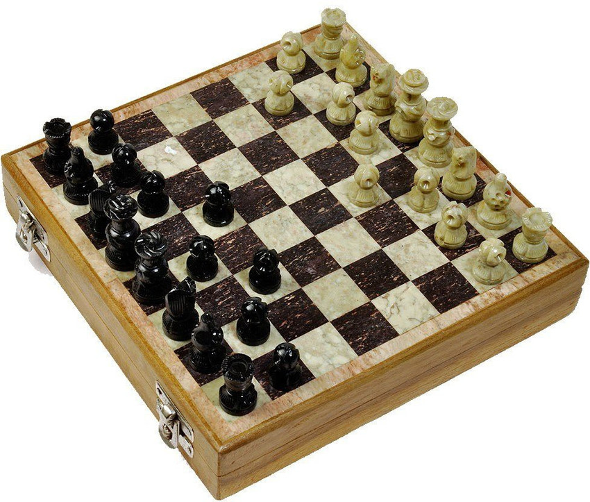 StonKraft - 10 X 10 Chess Board with Wooden Base & Stone Inlaid